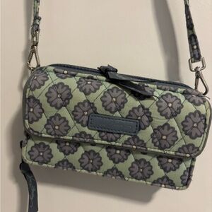 Vera Bradley Green and Gray Floral Crossbody Bag